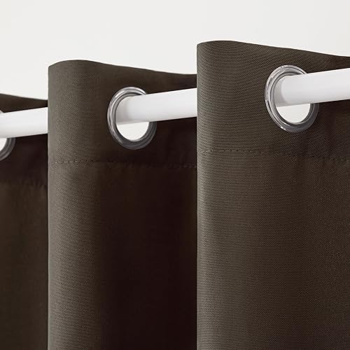 Exclusive Home Indoor/Outdoor Solid Cabana Grommet Top Curtain Panel Pair, Chocolate, 54x96, 2 Piece