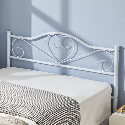 VECELO Base de Cama de Plataforma de Metal de 14 Pulgadas con cabecera y Estribo, Base de colchón Resistente con Soporte de láminas de Acero, no Necesita somier, Color Blanco