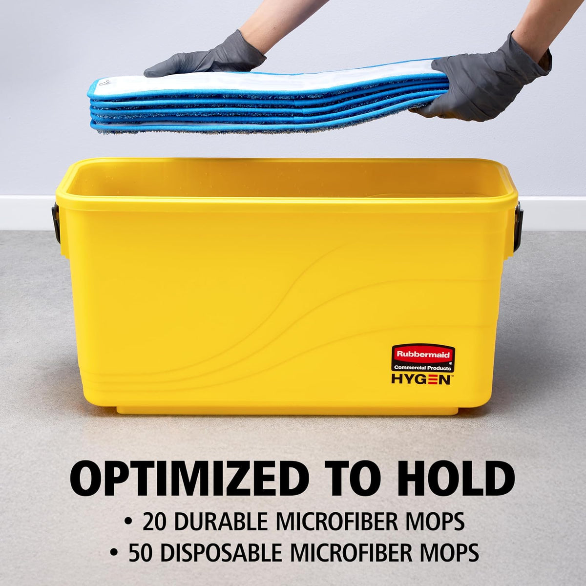 Rubbermaid Commercial Products - cubeta de Carga HYGEN para Almohadillas para Orejas de Microfibra de 18 Pulgadas, Ideal para Almacenamiento para limpiadores de Limpieza y Limpieza Industrial de Alta
