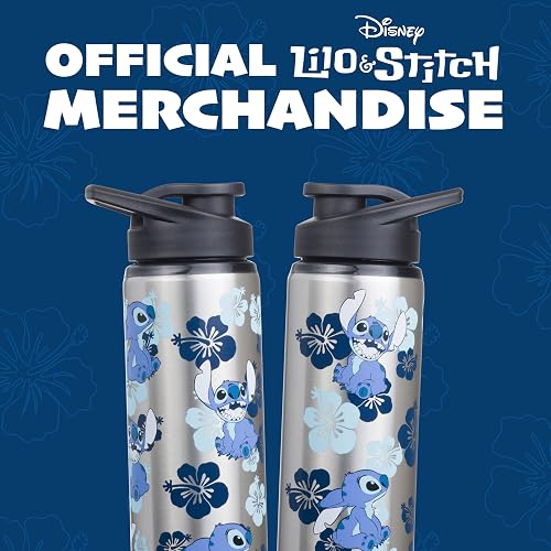 Silver Buffalo - Botella de agua de acero inoxidable LO0189ST Disney Lilo and Stitch, 25 onzas