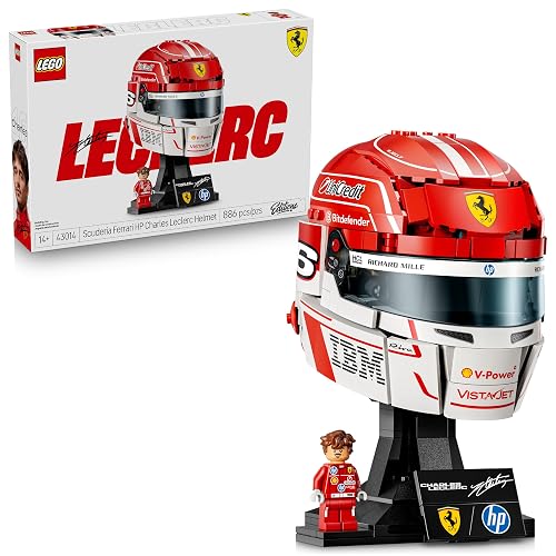 Lego Editions Scuderia Ferrari HP: Casco de Charles Leclerc – Decoración y Artículo de Colección de F1 – Set para Construir y Exhibir – Casco Lego con Minifigura – 43014
