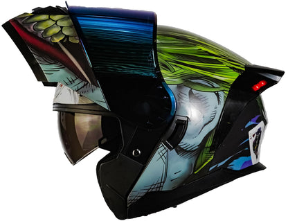 KOV Casco Abatible Joker Guasón Moto DC Comics Led + Lentes (L)