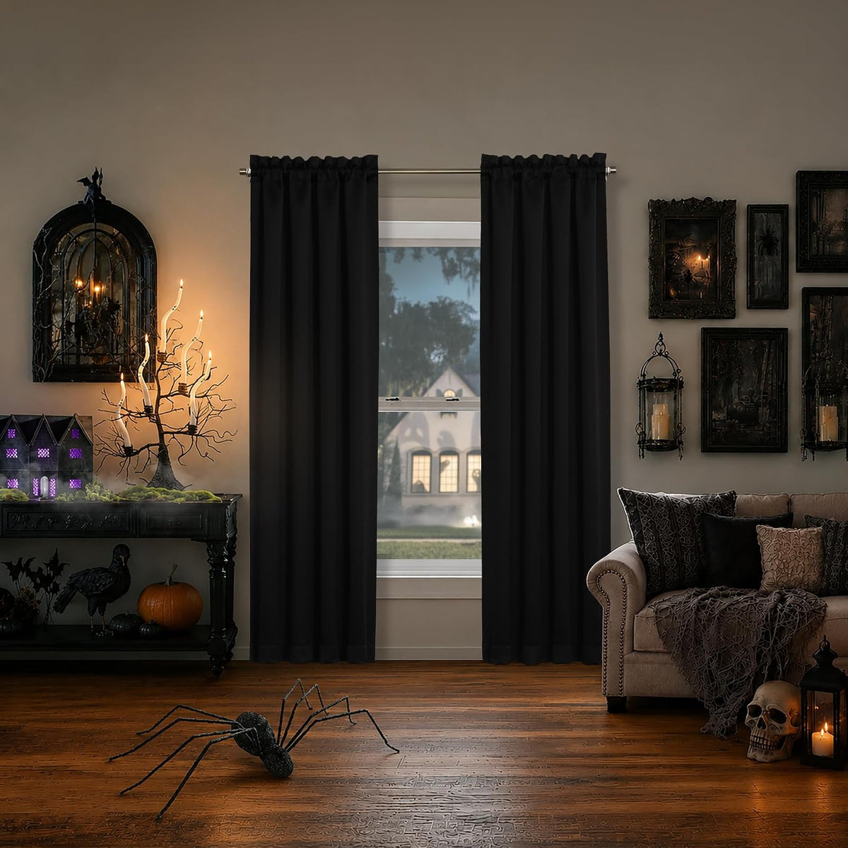 Sun Zero Andorra Panel de Cortina Transparente Flores Aplastadas Rojo - Negro - 101.6An x 213.4Al cm (1 Paneles)