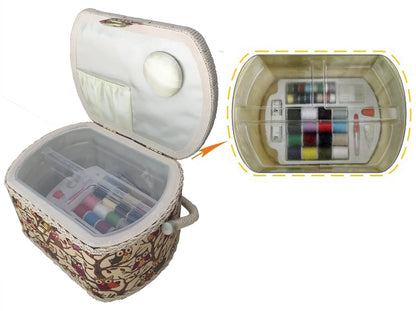 Michley Cesta de Costura con Kit de Costura, Búhos, 1