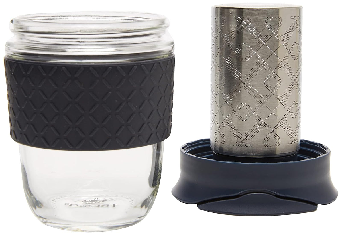 TRESSO Vaso de Viaje con Infusor para Preparar Café y Té 280 ml, Color Negro