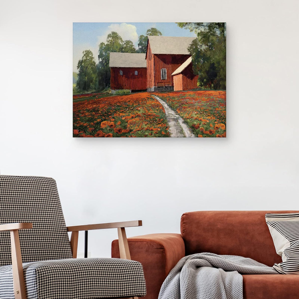 Fine Art Tj - Cuadro Decorativo Un parche de amapolas - Decoracion de Pared, canvas, cuadros, lienzo, impresión, decoracion de interiores, cuadros para sala, arte, enbellecido, hogar.