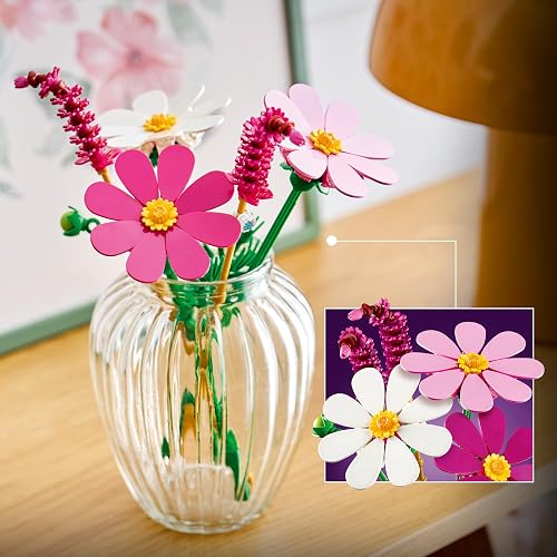 LEGO Flores de Cosmos – Set de Construcción – Decoración Vegetal – Idea de Regalo Floral para Niñas, Niños y Amantes de la Naturaleza – Arreglo Floral 11514