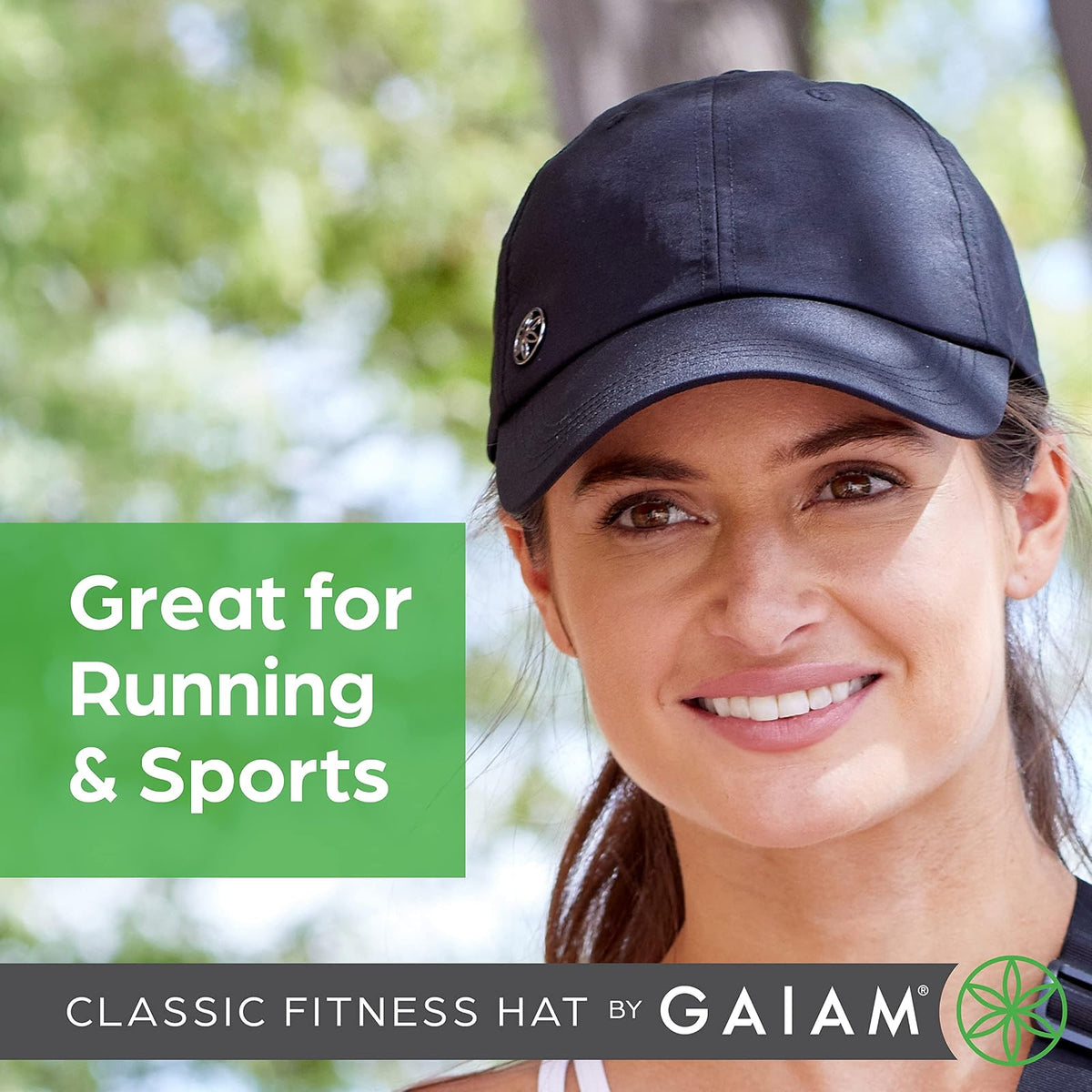 Gaiam - Gorro clásico para Correr de Fitness para Mujer, Gorro de Cola de Caballo con Banda de Secado rápido para Senderismo y día Festivo de Verano en la Playa