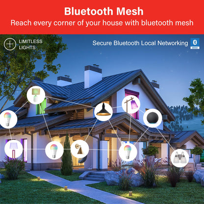Sengled Bombilla inteligente de malla Bluetooth que funciona solo con Alexa (bombillas inteligentes LED regulables), 800 lm, multicolor 2000 K-6500 K, 8,7 W (equivalente a 60 W), paquete de 4