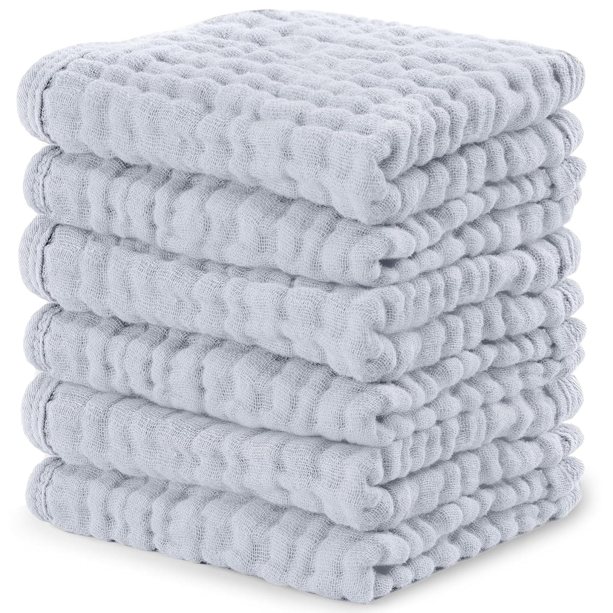 Comfy Cubs Toallitas de Muselina para Bebé, 6 Capas, Paquete de 10 - Paquete de 6 25x25 cm - Pizarra