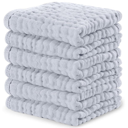 Comfy Cubs Toallitas de Muselina para Bebé, 6 Capas, Paquete de 10 - Paquete de 6 25x25 cm - Pizarra