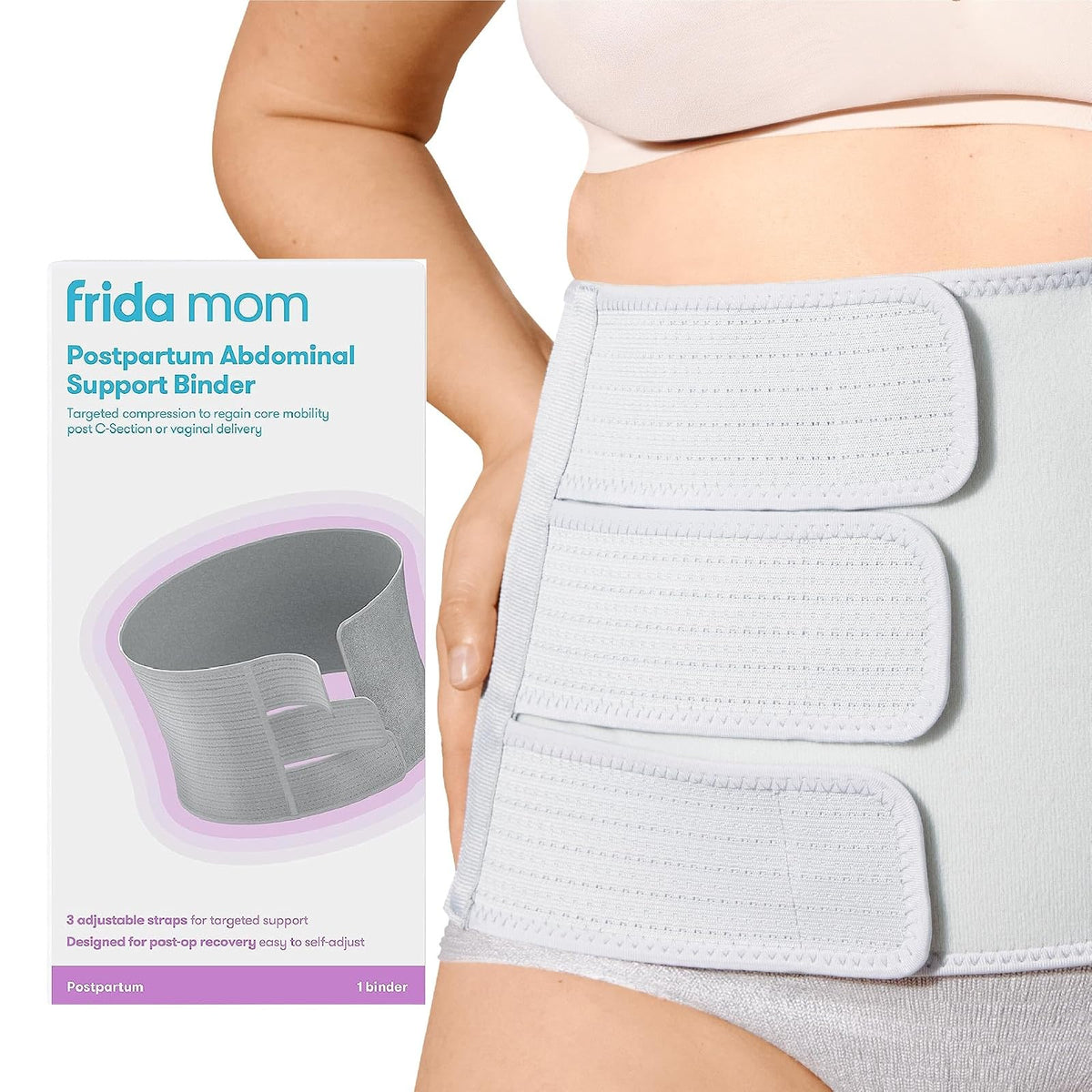 Frida Mom | Faja de Soporte Posparto para el Abdomen | 3 Correas Ajustables para Compresión | Recuperación por Cesárea o Parto Vaginal | Confort y Movilidad Segura