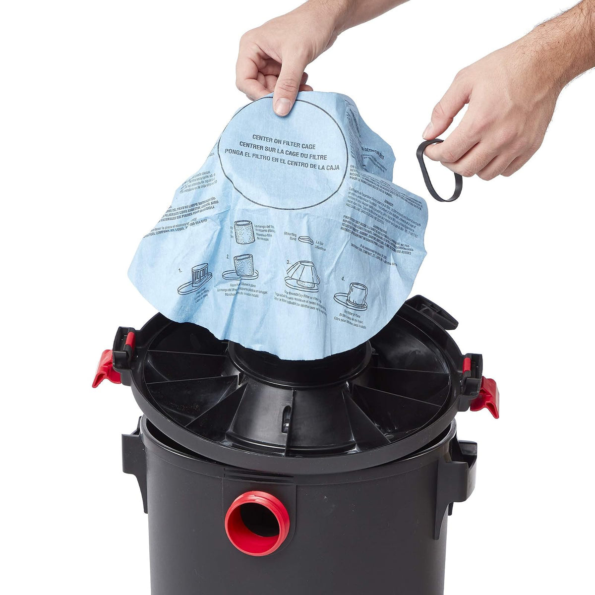 MULTI FIT Filtro de vacío Wet Dry VF2002 Filtros de vacío de disco seco para la mayoría de aspiradoras húmedas y secas de 5 galones y más grandes (3 filtros de disco con 1 banda)