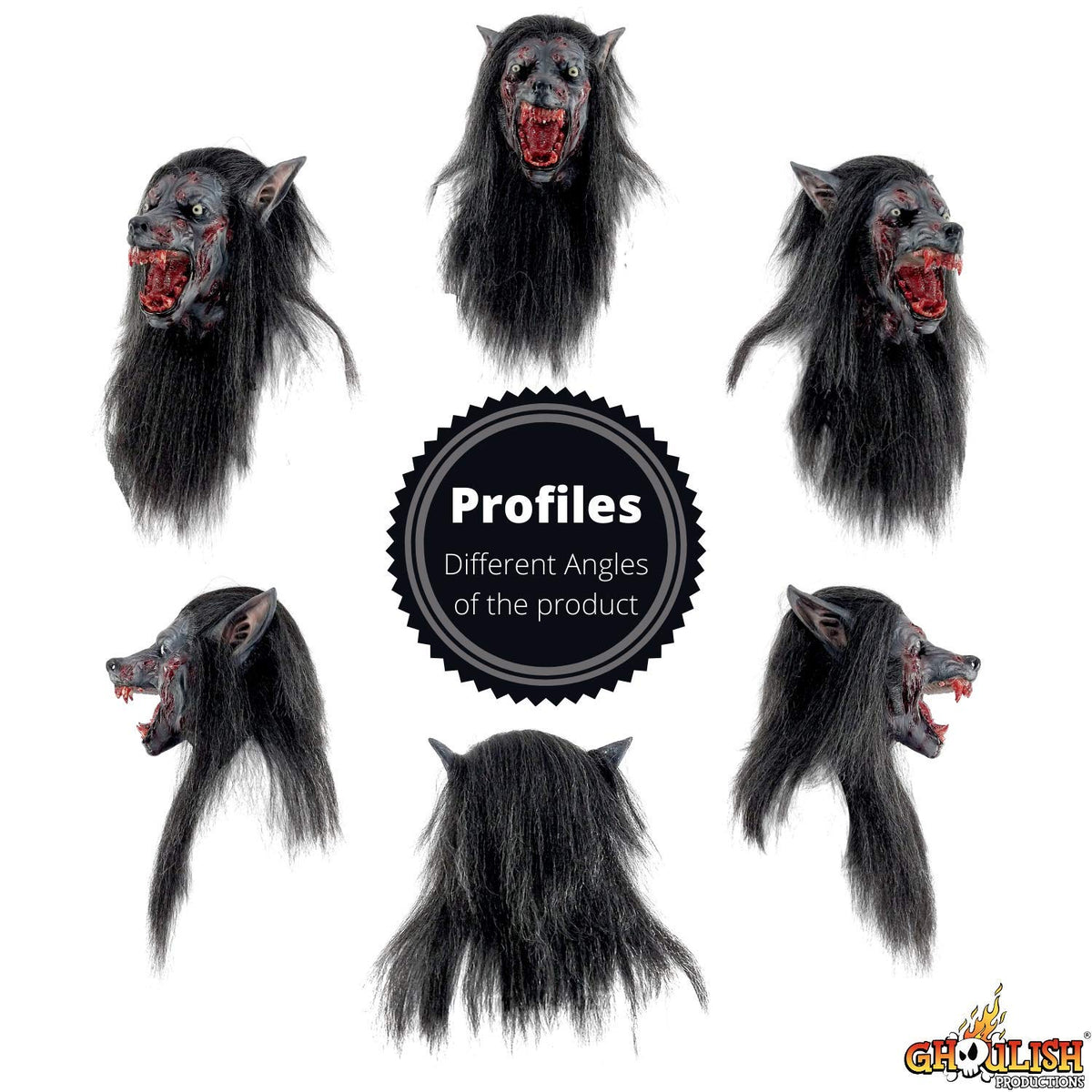 Black Wolf, Máscara de Hombre Lobo Bestia Sangrienta, Máscaras de Hombres Lobo Ideal para Disfraz de Halloween