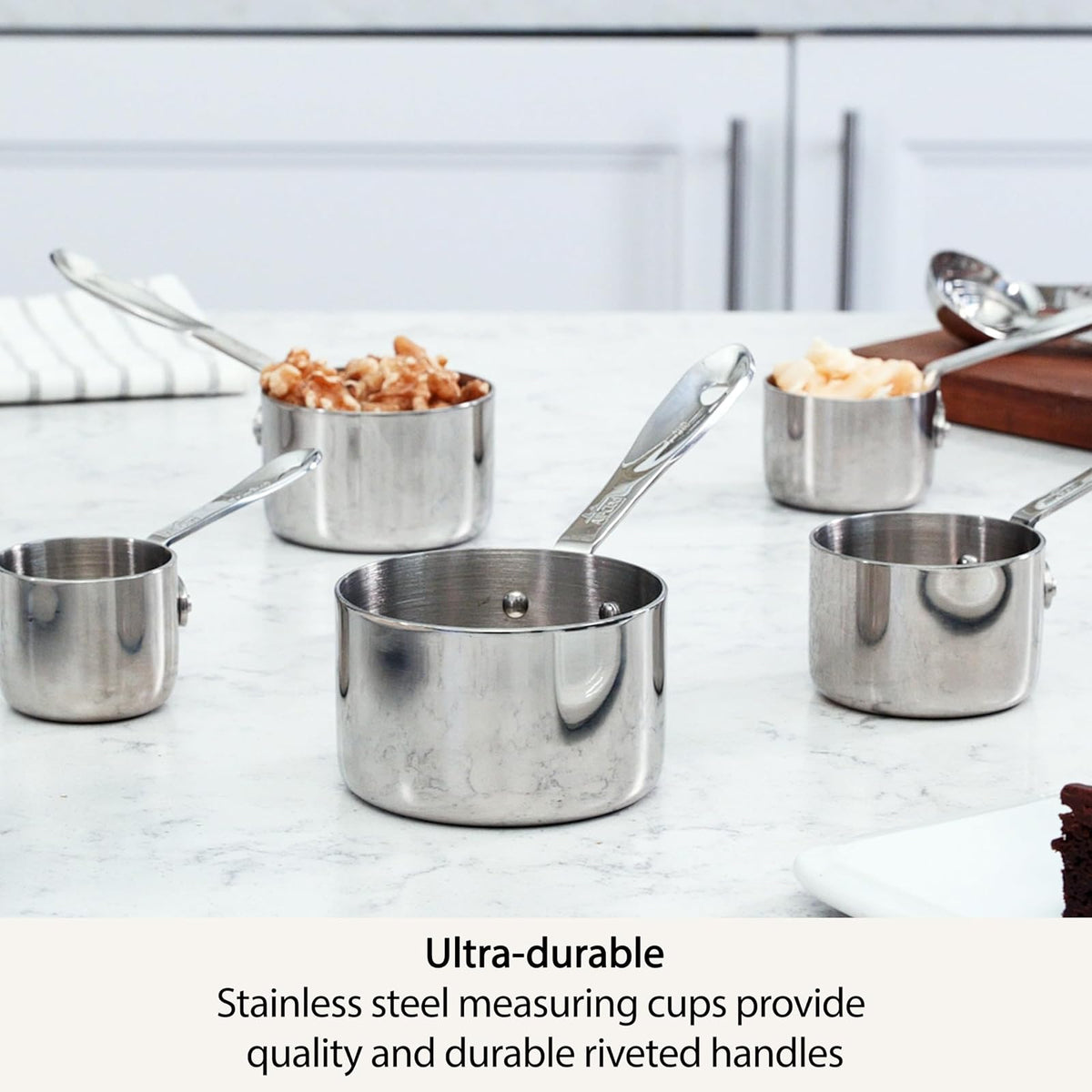 All-Clad 59917 Stainless Steel Measuring Cups Cookware Set, 5-Piece, Silver