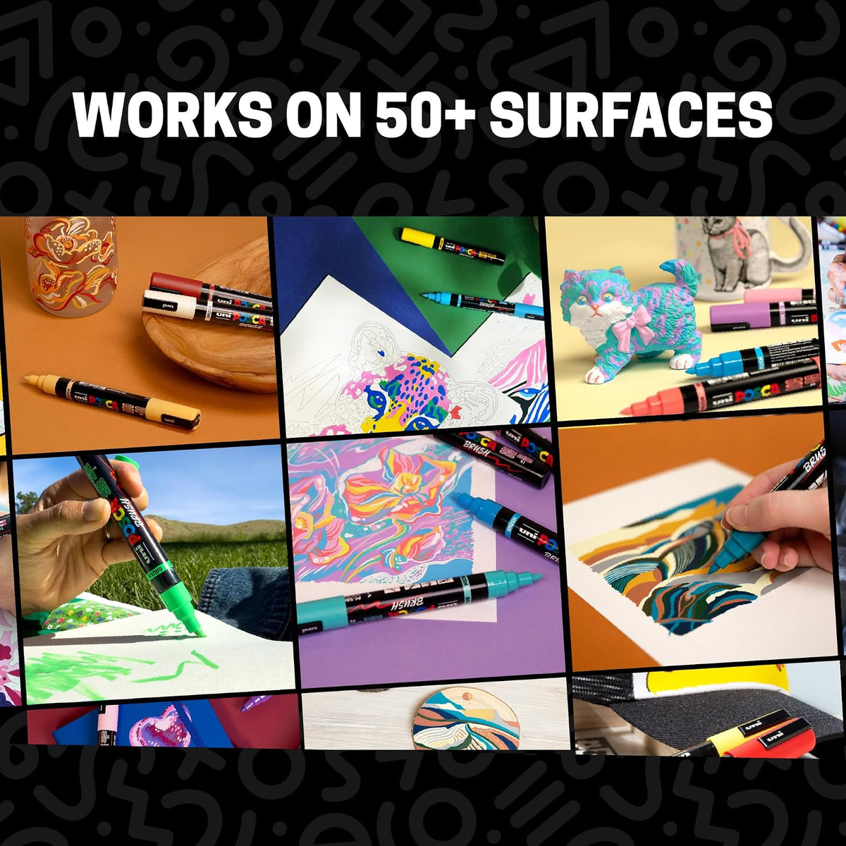 POSCA® PC-5BR - Marcadores de pintura con punta de pincel, juego de 8 | Tamaño de la punta: 1.0-4.0 mm, bolígrafos opacos a base de agua para letras, caligrafía, colorear, manualidades y proyectos