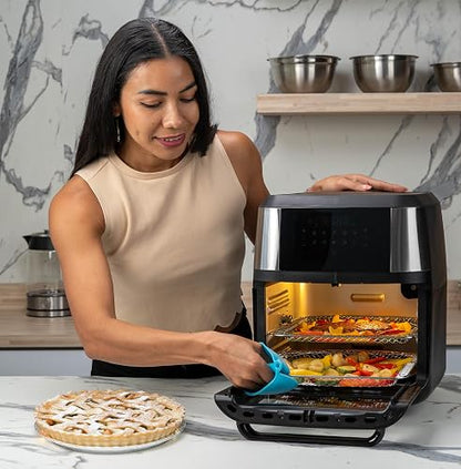Hukën x MasterChef | Horno Freidora de Aire Multifuncional Premium 12 L | 10 Funciones | Panel Touch | Apagado Automático | Luz Interna | Acero Inoxidable | Accesorios y Recetario