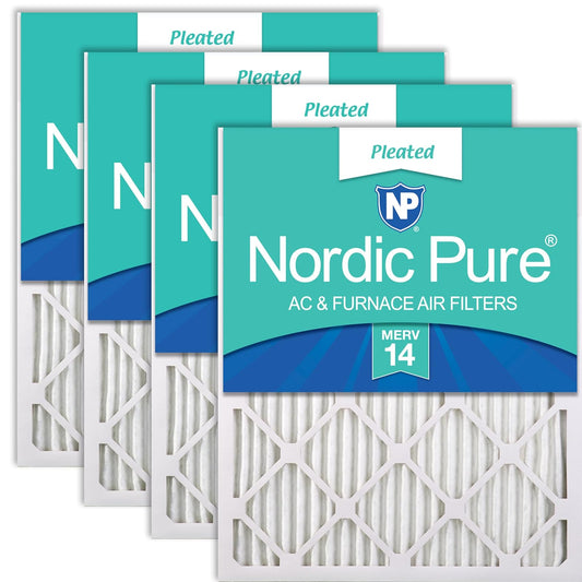 Nordic Pure 20 x 20 x 1 (19_1/2 x 19_1/2 x 3/4) plisado MERV 14 filtros de aire paquete de 4