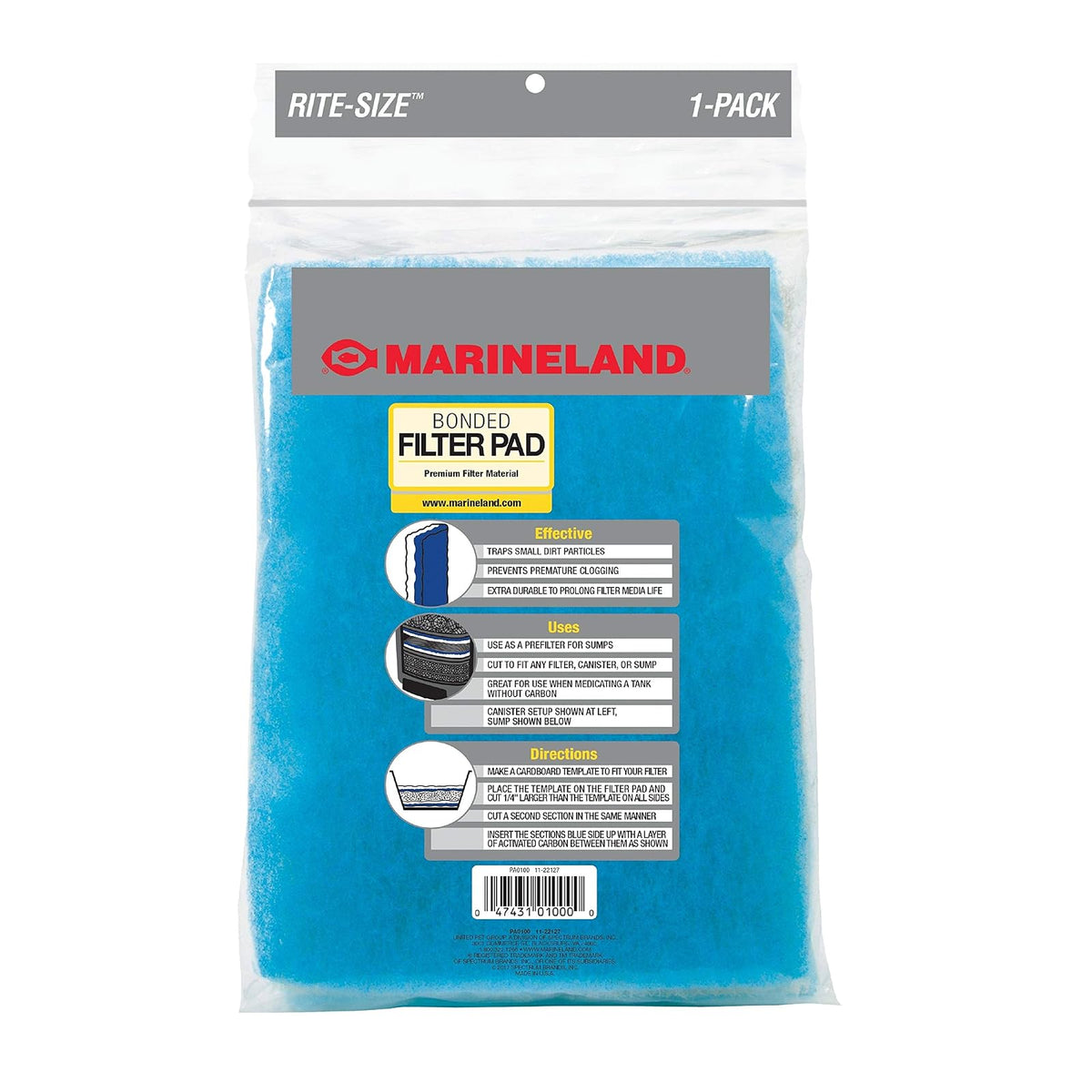 Marineland PA0100 Bonded Filter Pad, 312-Square-Inch