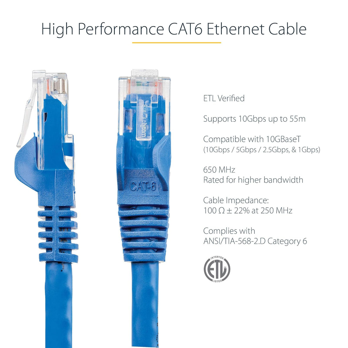 StarTech RJ45 UTP Category 122 N6PATCH6BL - Cable de Ethernet sin Trabas, Azul