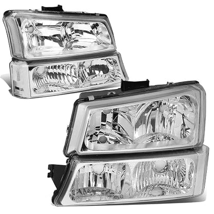 DNA MOTORING Faros Delanteros Chevy Silverado 1500 2500 3500 Avalanche Cromo Transparente