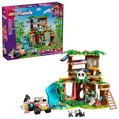 LEGO Friends Cuidado Animal en el Refugio para Pandas Set de Construcción de Juguete, 2 Minipersonajes, 3 Figuras de Osos, Casa del Árbol, Cuatrimoto, para Mayores de 7 Años 42648