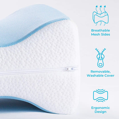 Linenspa - Almohada Ortopédica para Rodillas y Piernas de Memory Foam - Alivia Dolores y Mejora el Descanso