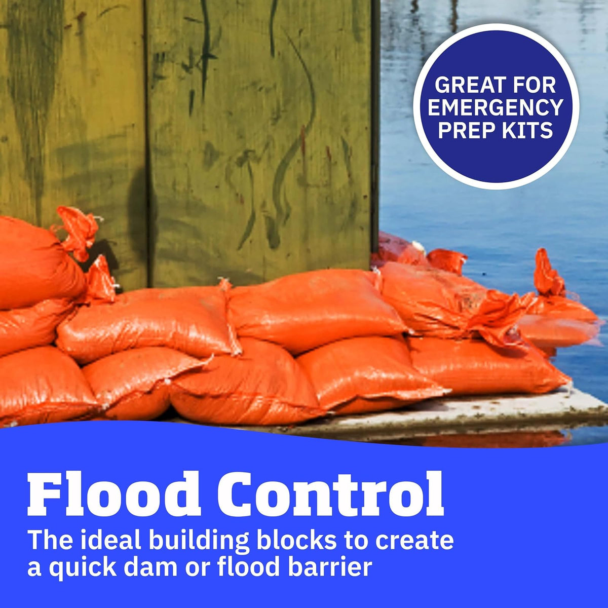 DURASACK Bolsas de arena resistentes con cuerdas de corbata, bolsas de arena de polipropileno tejidas vacías para control de inundaciones con 1600 horas de protección UV, capacidad de 50 libras, 14 x