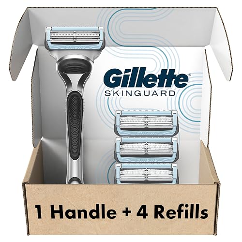 Gillette SkinGuard Men's Razor With Handle + 4 Blade Refills