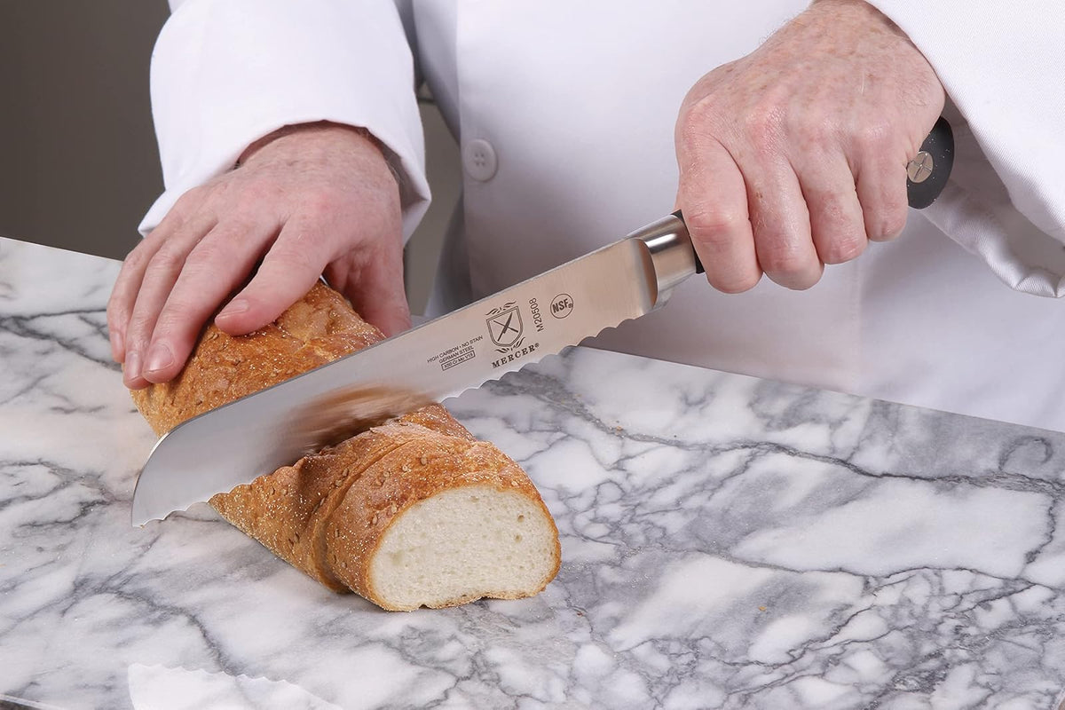 Mercer Culinary Genesis 8" Forged Bread Knife, Steel/Black