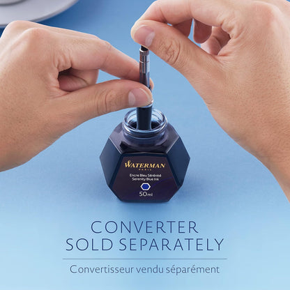Waterman Botella de tinta para plumas estilográficas, 50 ml, marrón absoluto, Botella de tinta, Negro intenso, Intense Black