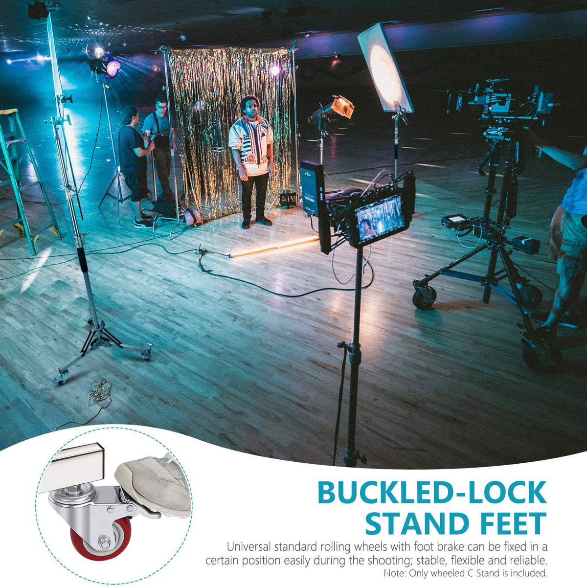 NEEWER Resistente Soporte de Luz con Casters, 100% Acero Inoxidable Tripode | Adjustable, Fotografia Wheeled Base Soporte, para Estudio Softbox, Monolight, Reflector, Max Height: 10ft/305cm