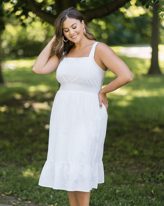 The Drop Vestido Midi Para Mujer, de Tirantes, Blanco Brillante, por @caralynmirand