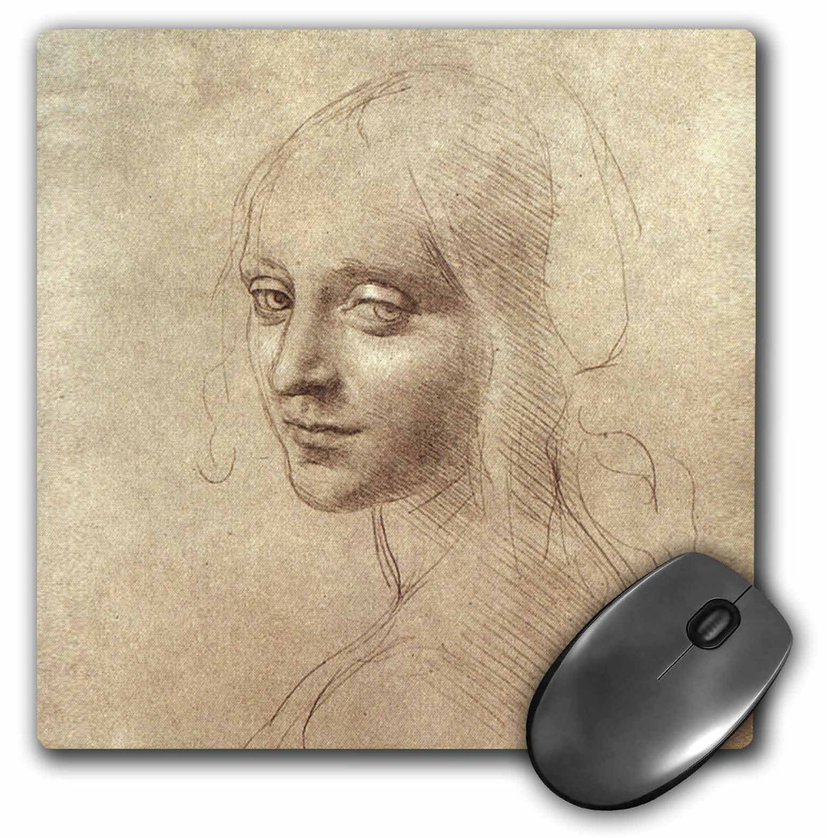 3dRose 8 x 8 x 0.25 Inches Drawing of the Face of the Angel Mouse Pad (mp_5310_1)
