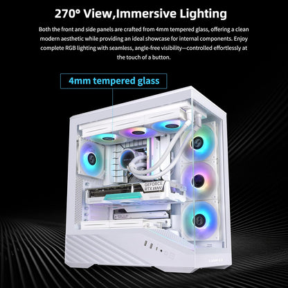 Lian LI Vector V100 White – ARGB ATX/mATX/ITX Case with Clean Pro Gamer Style