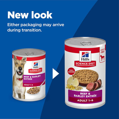 Hill's Science Diet Alimento Húmedo para Perro Adulto Res 12 Pack 370G | Alimento húmedo Hill's para perro, carne de res, digestión saludable, sistema inmunológico fuerte, omega-6 y vitamina E