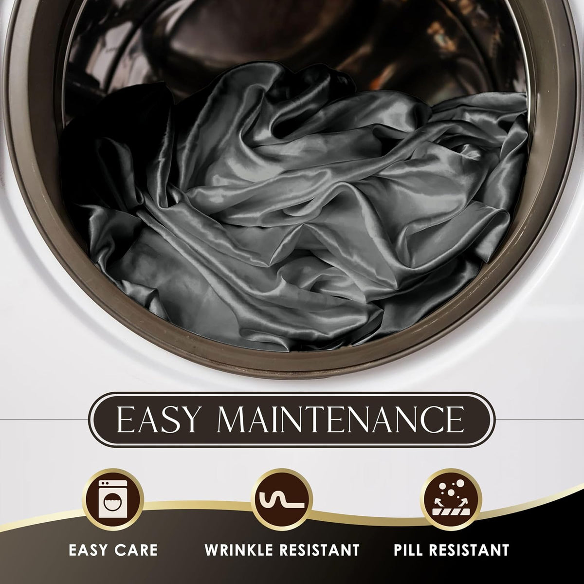 Martex Elegance - Juego de sábanas de satén Plateado de 4 Piezas | Juego de sábanas de Calidad de Hotel de tamaño matrimonial | Sedosas, Suaves y Suaves