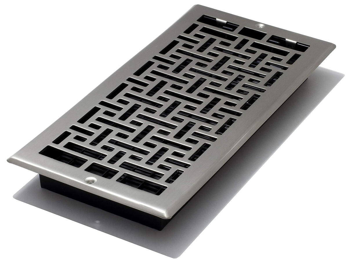 Decor Grates - Registro, diseño oriental, Acabado cepillo níquel (Brushed Nickel Finish)