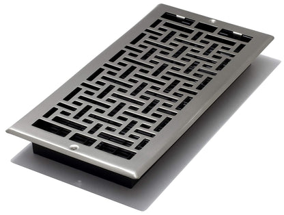 Decor Grates - Registro, diseño oriental, Acabado cepillo níquel (Brushed Nickel Finish)