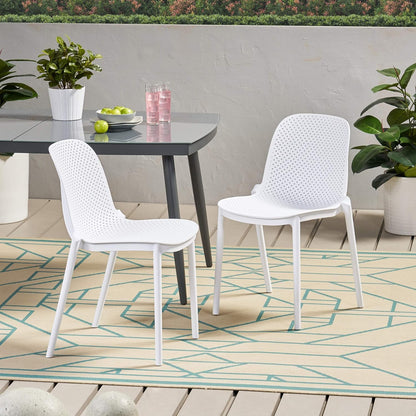 International Home 4 Sillas de Plastico de Comedor Interior y Exterior, con Proteccion UV, Estilo Minimalista, Color Blanco
