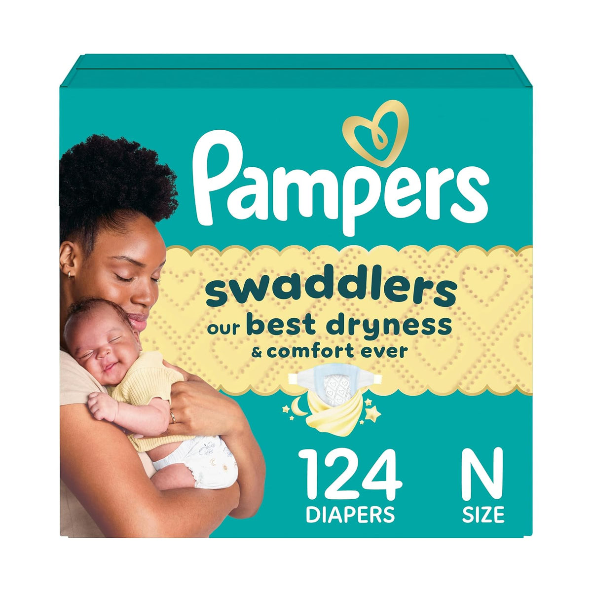 PAMPERS Swaddlers Pañales Desechables Unisex Etapa 0, 124 Uds, Bebé -4,5 Kg
