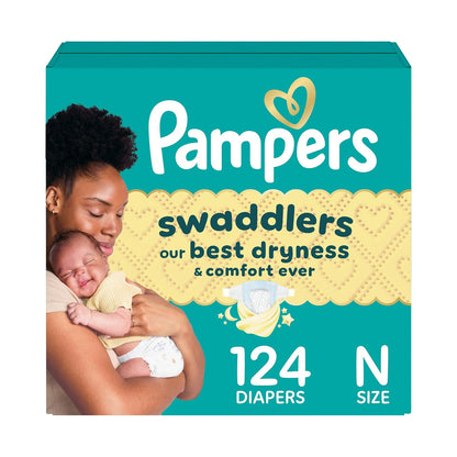 PAMPERS Swaddlers Pañales Desechables Unisex Etapa 0, 124 Uds, Bebé -4,5 Kg