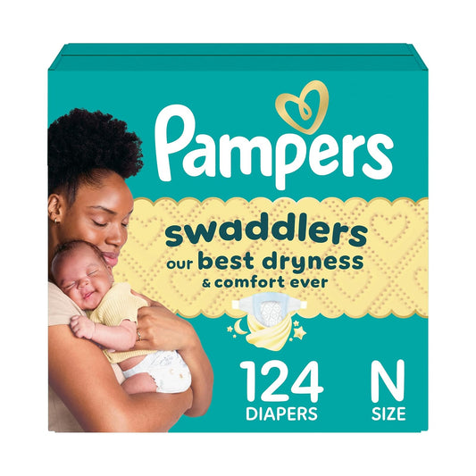PAMPERS Swaddlers Pañales Desechables Unisex Etapa 0, 124 Uds, Bebé -4,5 Kg