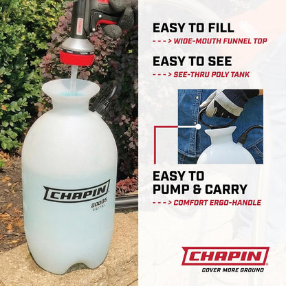 Chapin 22000 Made in USA Value Pack of 2 Units, 1 Gallon Lawn and Garden Pump Pressured Sprayer, for Spraying Plants, Garden Watering, Lawns, Weeds and Pests, Translucent White