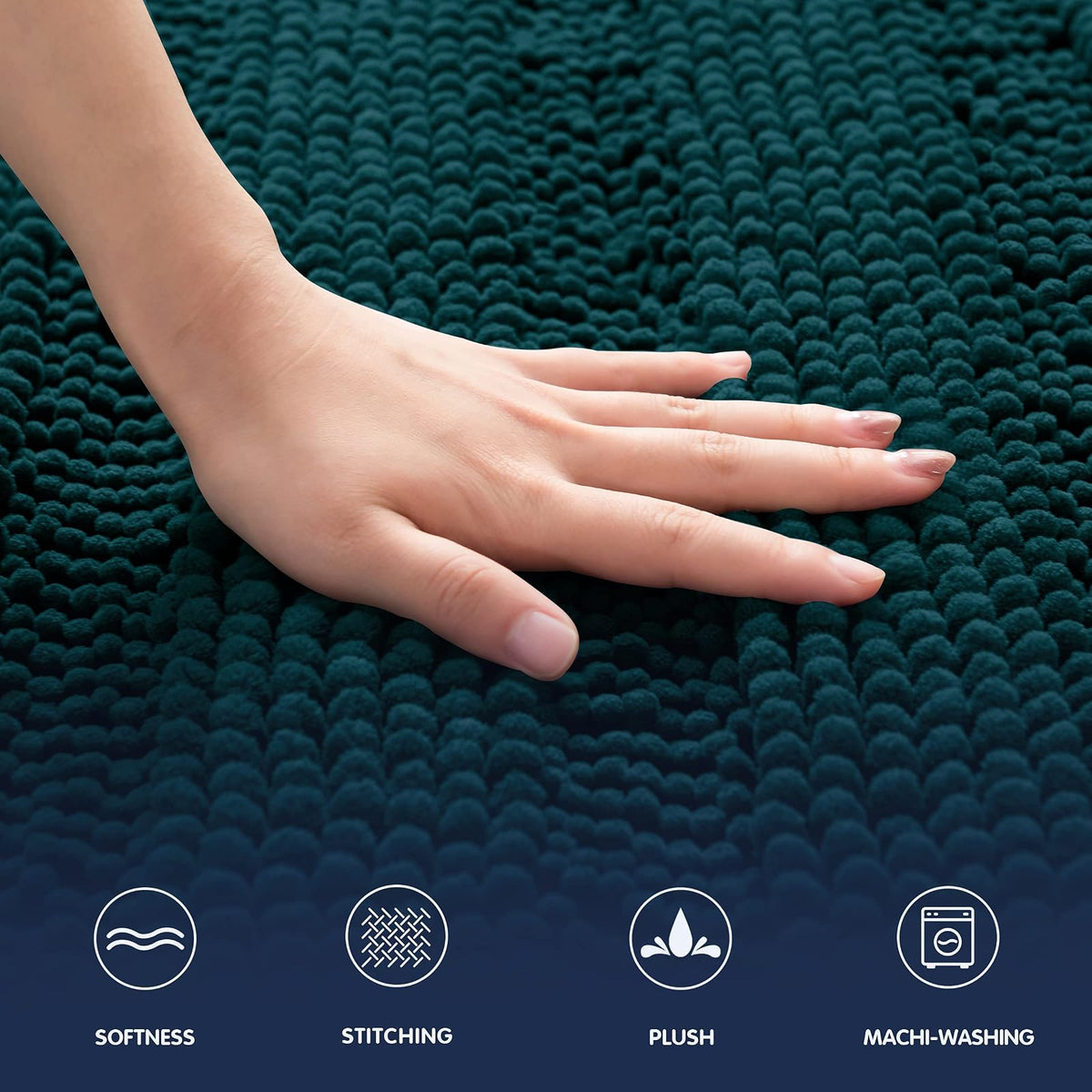Ouka Alfombras de baño Antideslizantes, alfombras de baño Gruesas, Suaves y absorbentes para baño, Cocina y Entrada (24 x 60 Pulgadas, Verde Azulado)