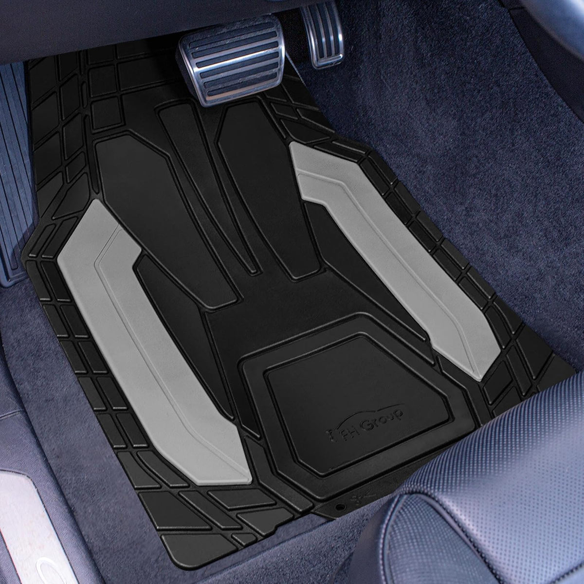 FH Group Automotive - Alfombrillas de Goma Resistentes para Piso, Ajuste Universal, Resistente al Clima, recortables para la mayoría de sedanes, SUV, Camiones, Color Gris