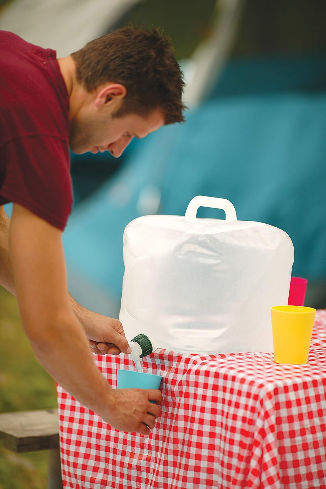 Coleman Recipiente de agua de 5 galones con espiga y asa de transporte, portador de agua para camping, portón trasero, fiestas, emergencias y más
