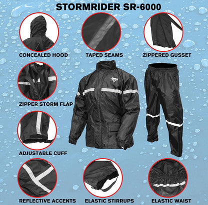 Nelson-Rigg Traje de Lluvia Stormrider SR-6000 para Motocicleta, Negro, 4XL