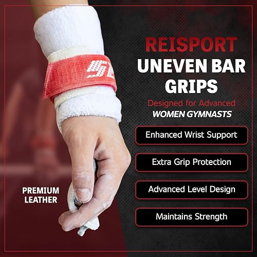 Reisport - Puños asimétricos tipo gancho y lazo para mujer, talla XXS | Un par, tamaño Xx pequeño para gimnastas más jóvenes, uso sobre pulseras, secado al aire lejos del calor directo