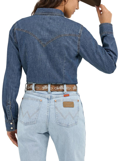 Wrangler Camisa Manga Larga Retro de Algodón para Mujer, Multicolor, XS